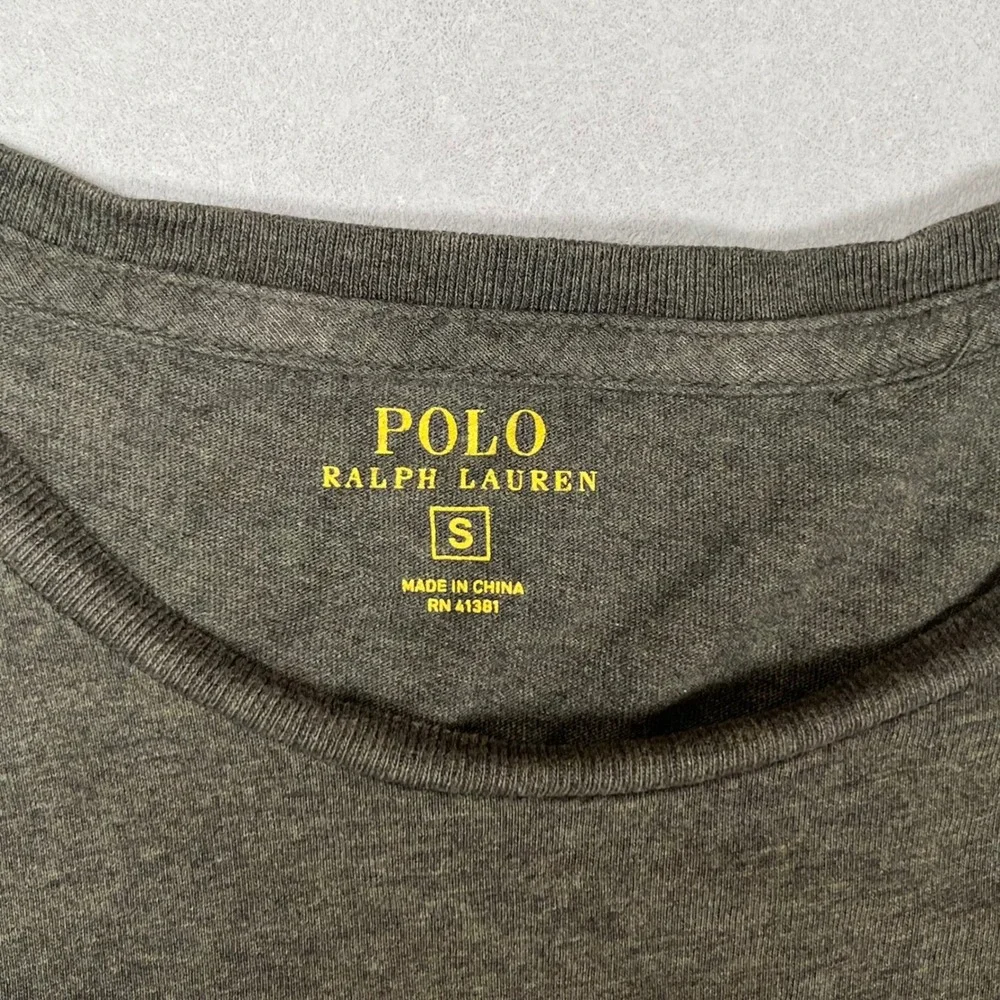 Polo Ralph Lauren Pocket Tee Mens Small Olive Green Long Sleeve Cotton Shirt